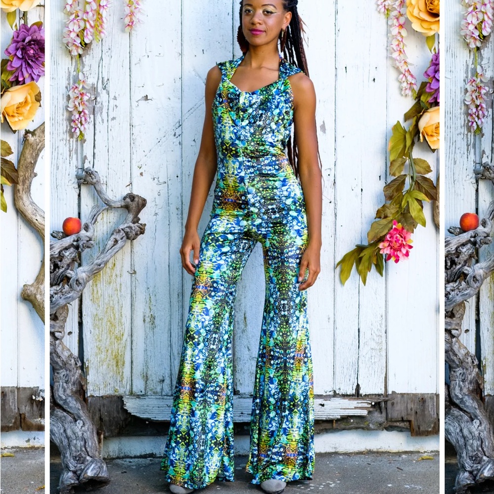 💙🫧NWOT Warrior Within Design Green Liquid Light Set-Top XS/Slim Bells pants S💚🫧 - Picture 10 of 11